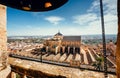 Cityscape of historical city Cordoba from roof of the 8th century arabic mosque Mezquita of Andalusia