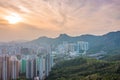 Cityscape of Hong Kong, near the iconic Lion Rock Mountain Royalty Free Stock Photo