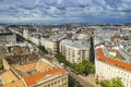 Cityscape horizontal top view of Hungary, budapest in a cloudy sunny day during the touristic city view from the top of the church Royalty Free Stock Photo