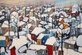 Cityscape with houses and trees in winter