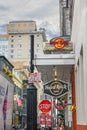 Cityscape of Iberville Street with Hard Rock Cafe in the French Quarter of New Orleans