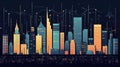 A cityscape icon representing the use of urban data in big data analysis and research created with Generative AI