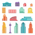 Cityscape icon set of buildings