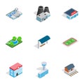 Cityscape icons, isometric 3d style