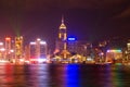 Cityscape of illuminated Hong Kong at night Royalty Free Stock Photo