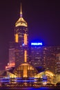 Cityscape of illuminated Hong Kong at night Royalty Free Stock Photo