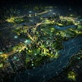 Cityscape Illuminated by Satellite Imagery