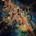 Cityscape Illuminated by Satellite Imagery