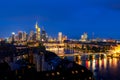 Cityscape image of Frankfurt am Main skyline during beautiful night Royalty Free Stock Photo