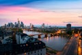 Cityscape image of Frankfurt am Main skyline during beautiful sunset