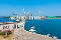 Cityscape of industrial port in Pula, Croatia