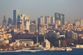 Cityscape of Istanbul Beyoglu district across Bosphorus and Golden Horn Royalty Free Stock Photo