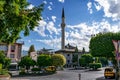 Cityscape with Kuyularonu Mosque in Alanya. City street with a Muslim temple with one minaret