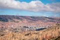 Cityscape of La Paz in Bolivia, overpopulation and environmental contrast