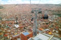 Cityscape of La Paz with Mi Teleferico, the aerial cable car urban transit system serving La PazÃ¢â¬âEl Alto metropolitan