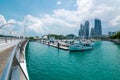 The cityscape with boats view of Keppel island in Singapore. Royalty Free Stock Photo