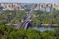 Cityscape landscape. The capital of Ukraine Kiev. New bridge across the Dnieper