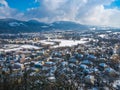 cityscape landscape salzburg austria blue sky winter season snow moutain Royalty Free Stock Photo