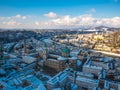 Cityscape landscape salzburg austria blue sky winter season snow moutain Royalty Free Stock Photo