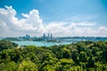 Cityscape and Landscape of Kepple island in Singapore. View from Sentosa Island.