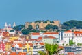 Cityscape of Lisbon with Castle of Sao Jorge in Lisbon, Portugal Royalty Free Stock Photo