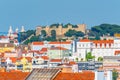 Cityscape of Lisbon with Castle of Sao Jorge in Lisbon, Portugal Royalty Free Stock Photo