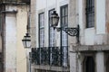 Cityscape of Lisbon with windows and street lamps