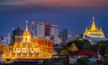 Cityscape of Loha prasat and Golden mpumtain with Bangkok city background