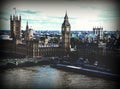 Cityscape of London with houses of Parliament , Big Ben and Westminster Abbey