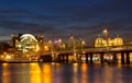 Cityscape of London at Hungerford Bridge Royalty Free Stock Photo