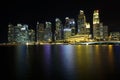 Cityscape with long exposure black sky at night Marina Bay Sands Royalty Free Stock Photo