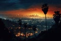 Cityscape of Los Angeles at night, California, United States, Los Angeles at night, AI Generated Royalty Free Stock Photo