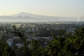 A cityscape with a lot of buildings in France in the summer dawn at the Park Colline Saint Europe Royalty Free Stock Photo