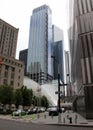 Cityscape in Lower Manhattan, view south from Silverstein Family Park, New York, NY, USA