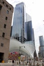 Cityscape in Lower Manhattan, view south from Silverstein Family Park, New York, NY, USA