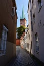 Cityscape of Lubeck old city, Germany. St. Petri Church Royalty Free Stock Photo