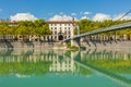 Cityscape of Lyon, France with reflections in the water Royalty Free Stock Photo