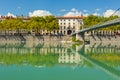 Cityscape of Lyon, France with reflections in the water Royalty Free Stock Photo