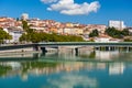 Cityscape of Lyon, France with reflections in the water Royalty Free Stock Photo