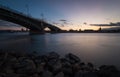 Cityscape of Mainz with Theodor-Heuss-Bridge Royalty Free Stock Photo