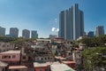 Cityscape of Makati and BGC: slums and skyscrapers contrast Royalty Free Stock Photo