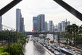 Cityscape at the Makkasan station Airport rail link Bangkok Thailand