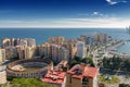 Cityscape of Malaga, Spain, by the Mediterranean sea. Royalty Free Stock Photo