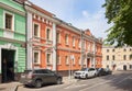 Cityscape, Malaya Polyanka Street, colorful reconstructed urban estates of the 19th century, landmark