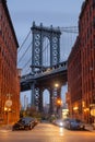 Cityscape of Manhattan Bridge from Brooklyn in New York City Royalty Free Stock Photo