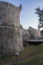 Cityscape with medieval castel at Avezzano in Abruzzo, Italy