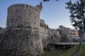 Cityscape with medieval castel at Avezzano in Abruzzo, Italy