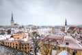 Cityscape with Medieval Old Town, Tallinn, Estonia. Beatiful winter view of Tall