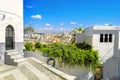 Facade of houses in medina district in Tangier. Morocco, North Africa Royalty Free Stock Photo