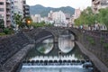 Cityscape at Megane Spectacles Bridge in Nagasaki Japan Royalty Free Stock Photo